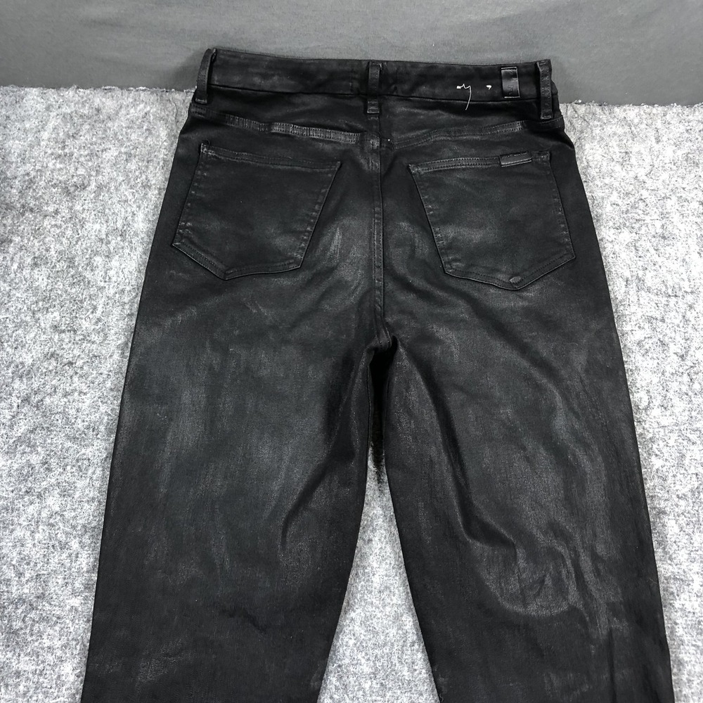 7 For All Mankind Jeans Womens 31 Black High Rise Flare Coated Stretch Denim - Picture 15 of 16